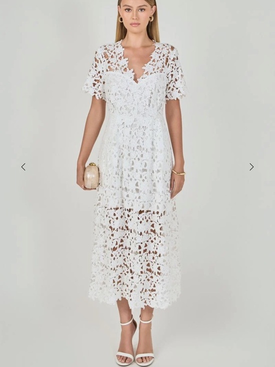 Endless Rose Dresses & Skirts - Endless Rose White Crochet Lace Midi Dress